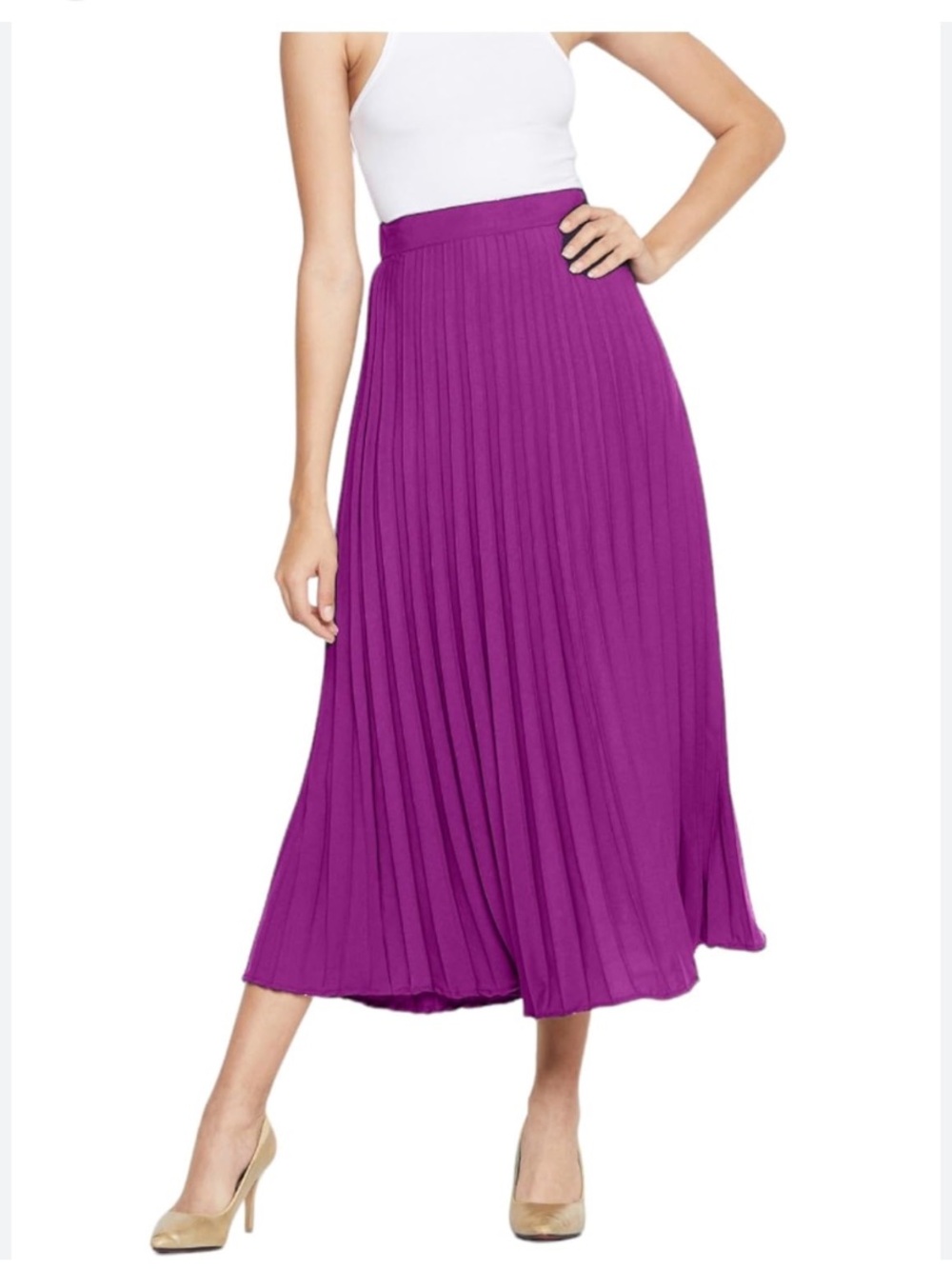 Zara Womens Size Small Purple Pleated Maxi Skirt Spring Summer